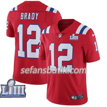 New England Patriots Tröjor Tom Brady 12 Nike Röd 2019 Super Bowl LIII - Herr New England Patriots Tröjor Tom Brady 12 Nike Röd 2019 Super Bowl LIII - Herr